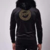 Veste De Jogging Velvet à Capuche Fausse Fourrure Patch Strass, Effet Biker