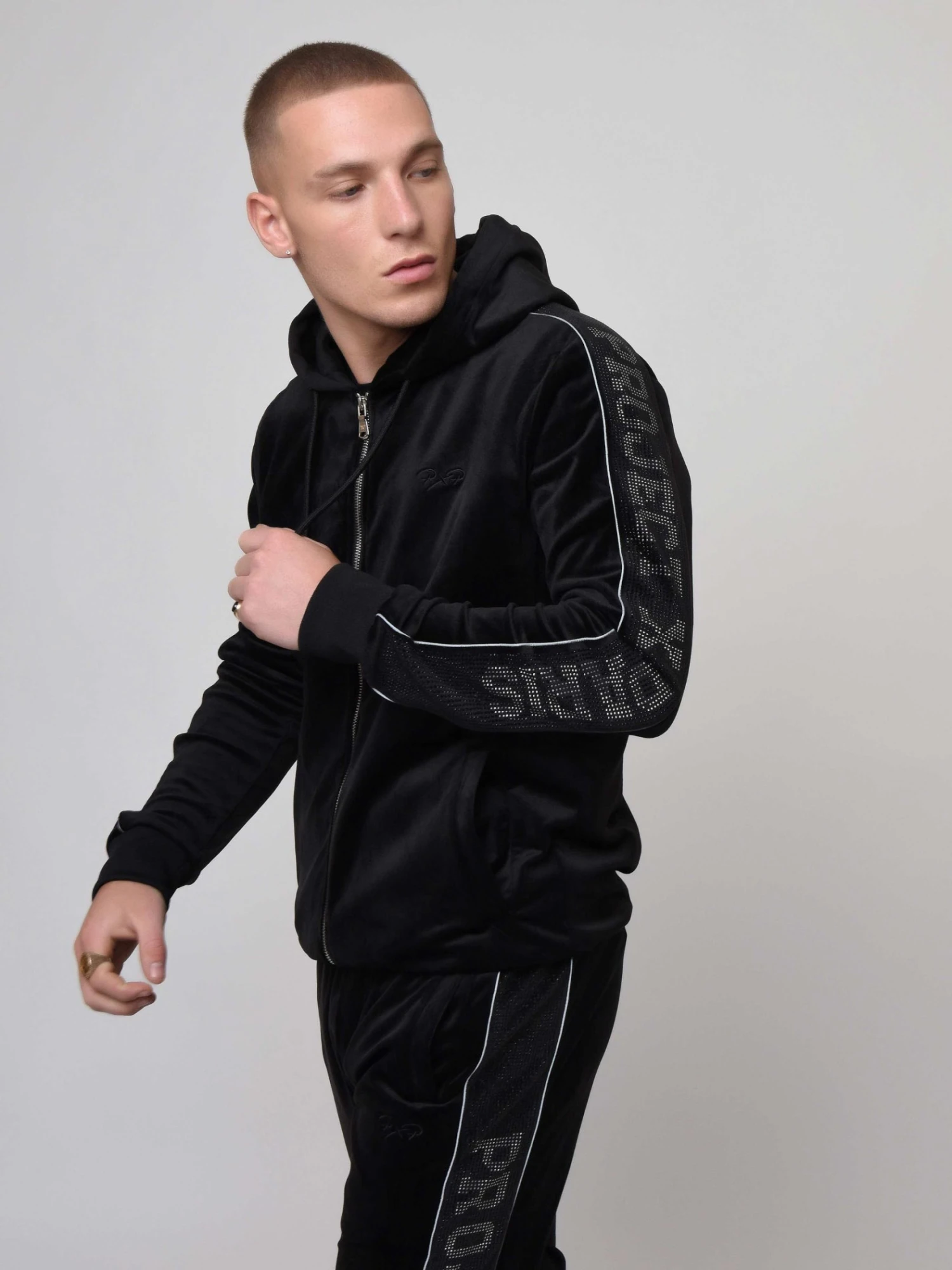 Veste à Capuche Bande Logo Strass – Image 7