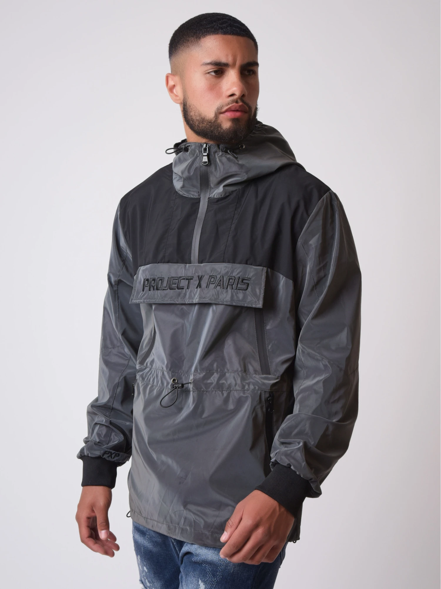 Coupe-vent à Capuche Réfléchissant Pétrole – Image 2