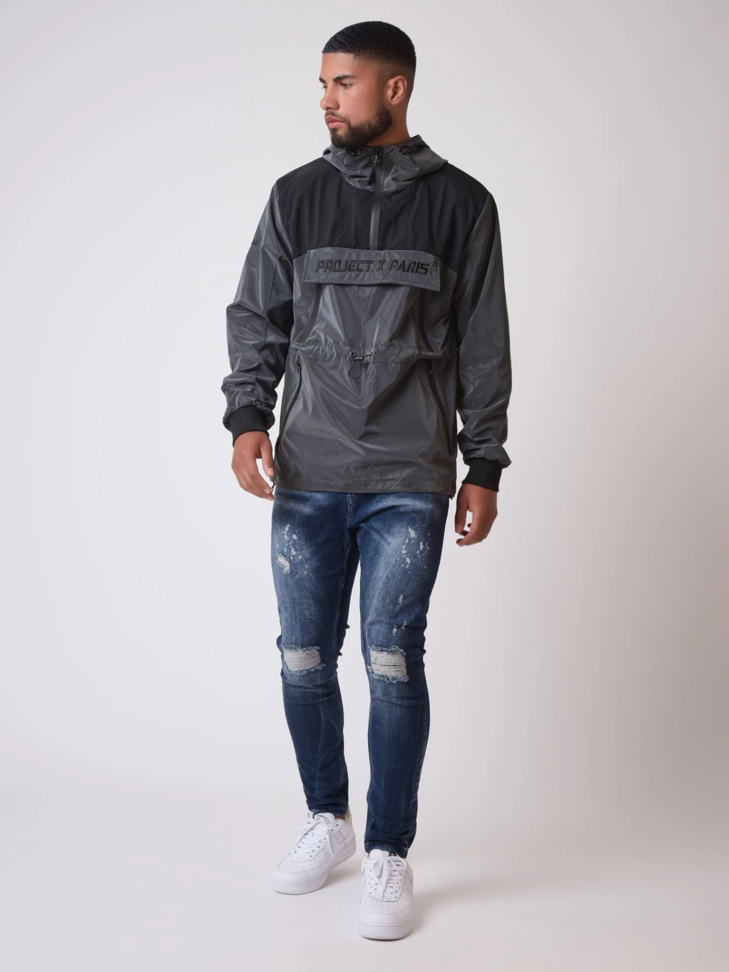 Coupe-vent à Capuche Réfléchissant Pétrole – Image 4