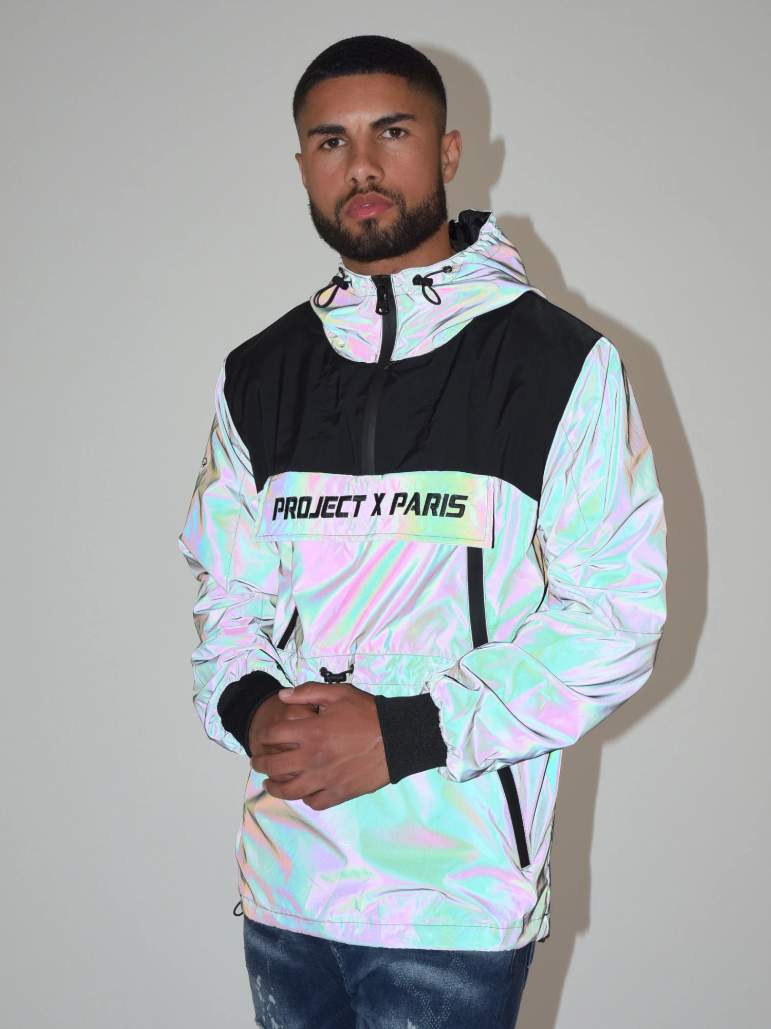 Coupe-vent à Capuche Réfléchissant Pétrole – Image 5