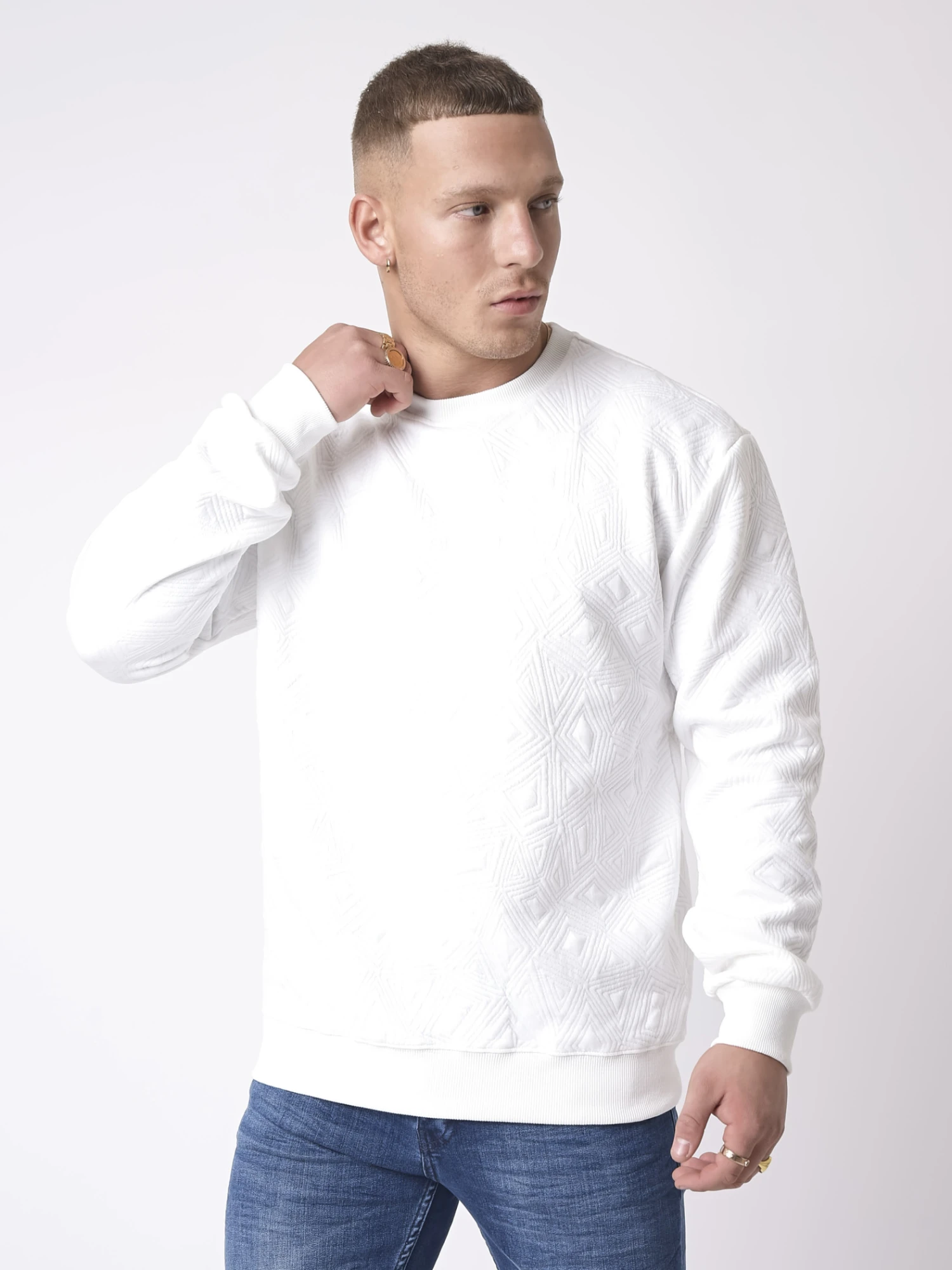 Sweat Col Rond Texture Graphique â Image 2