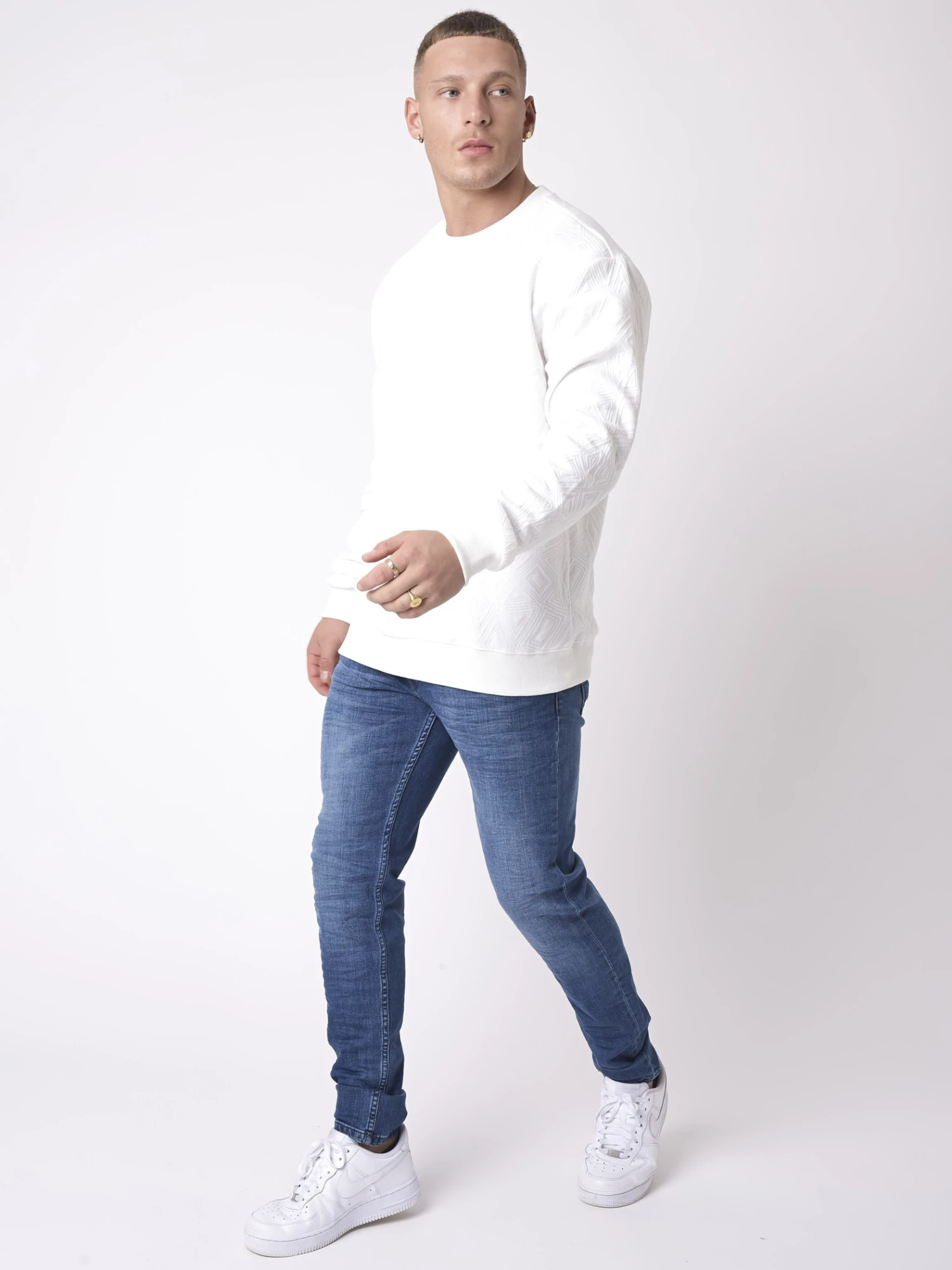 Sweat Col Rond Texture Graphique â Image 3