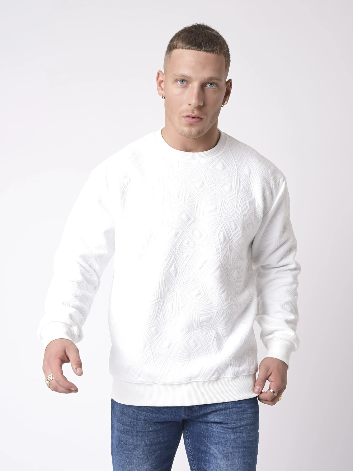 Sweat Col Rond Texture Graphique â Image 5