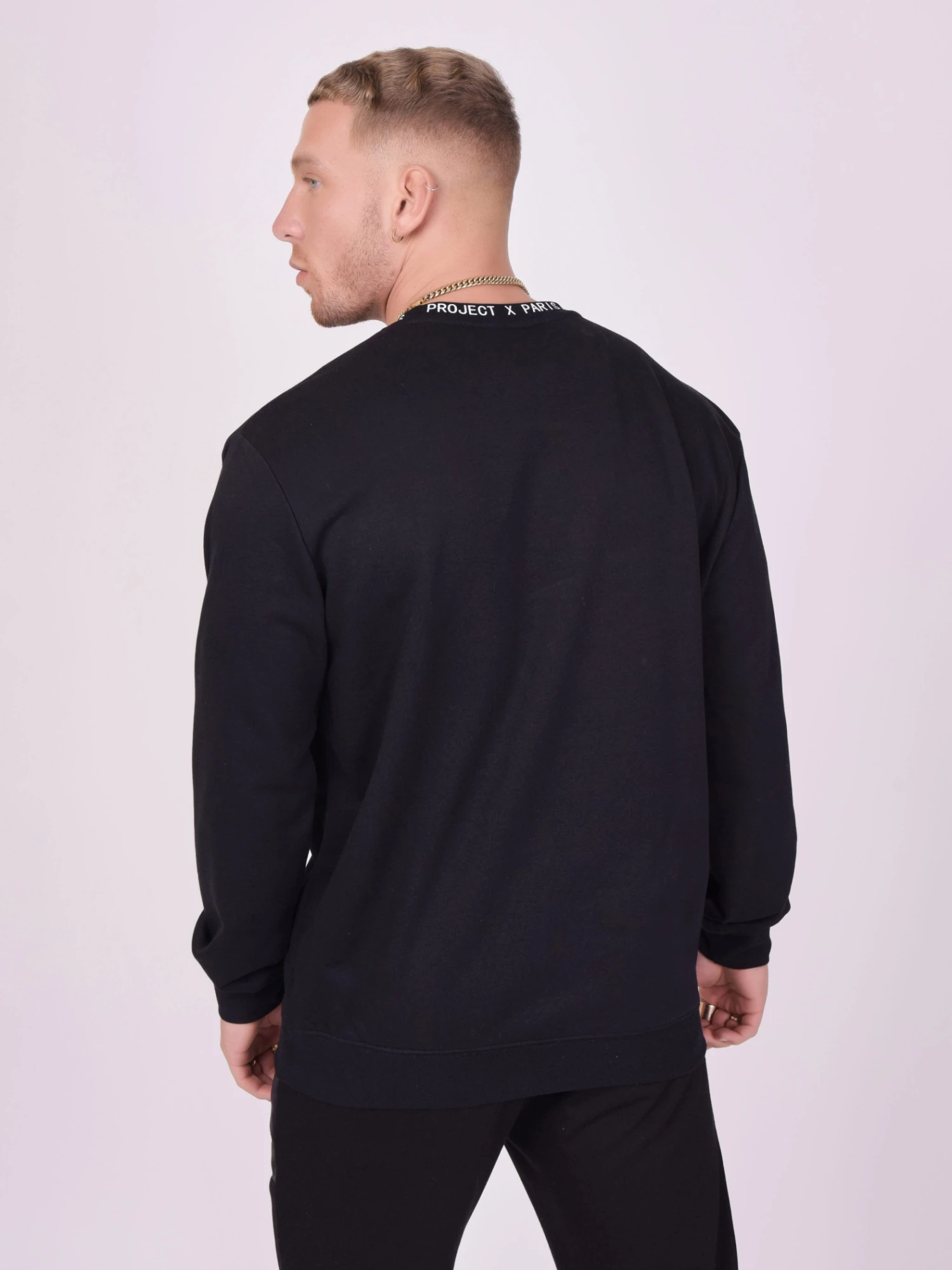 Sweat Col Rond Empiècement Et Message Texte – Image 2