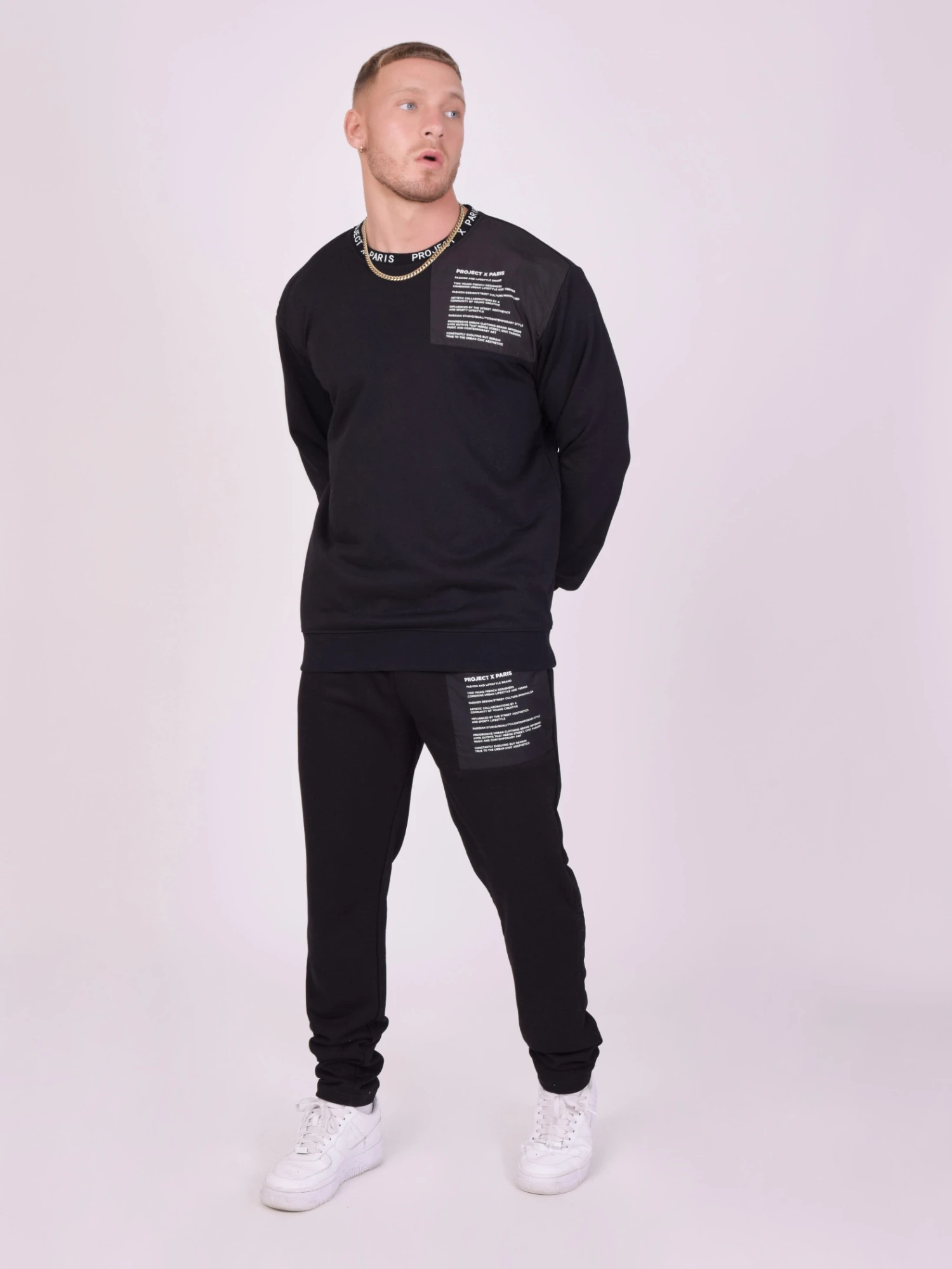 Sweat Col Rond Empiècement Et Message Texte – Image 4