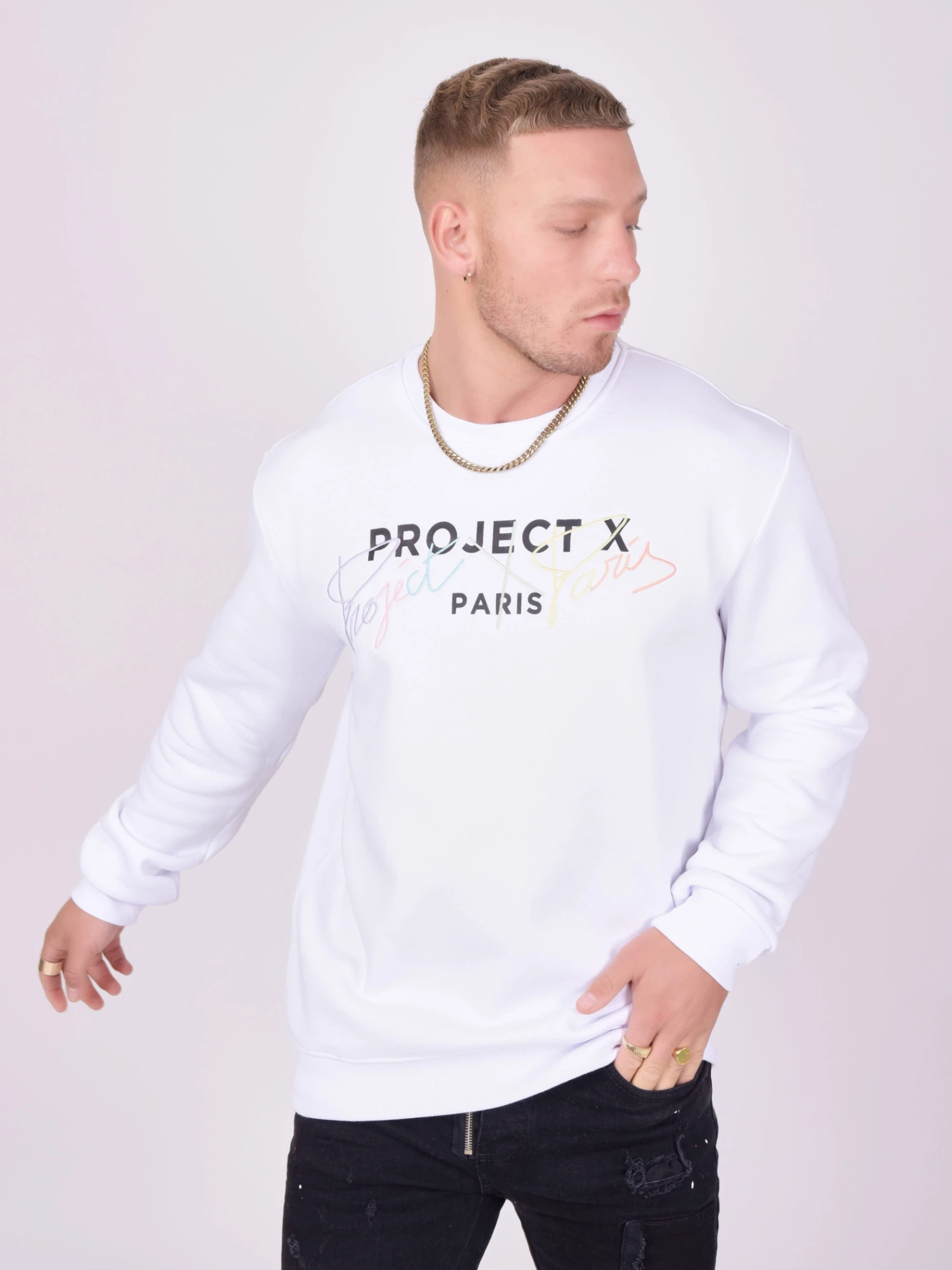 Col Rond Broderie Multicolore – Image 2