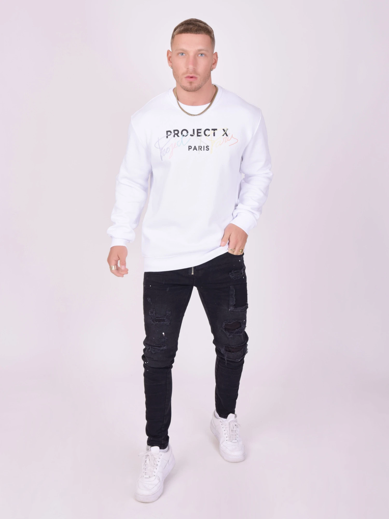 Col Rond Broderie Multicolore