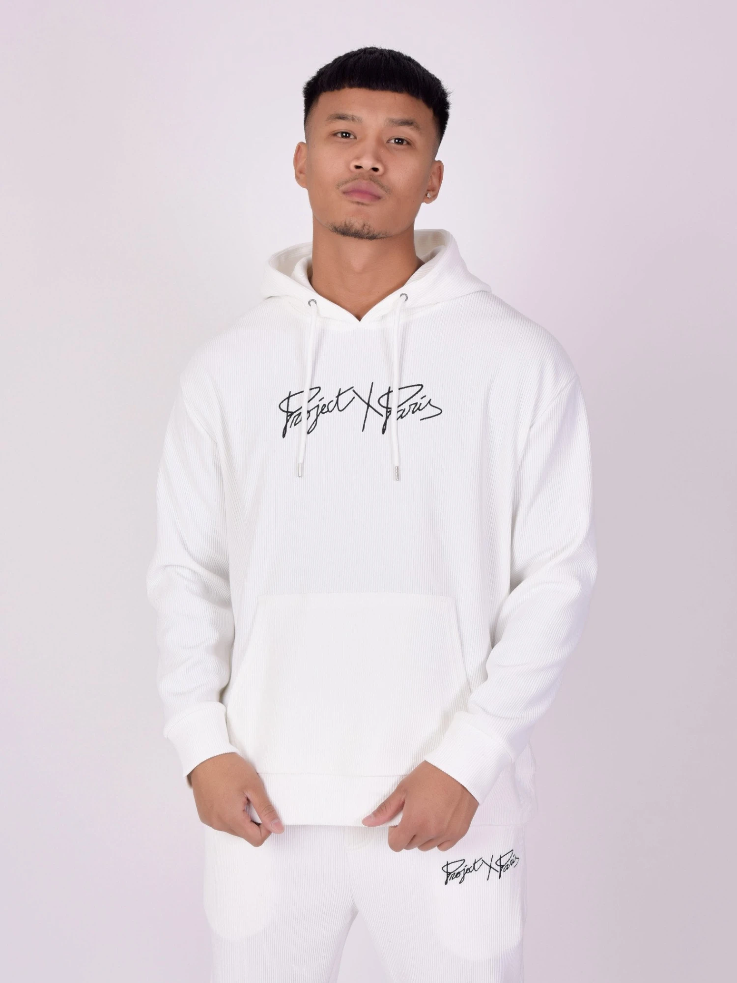 Sweat à Capuche Oversize Cotelé Simple Broderie – Image 4