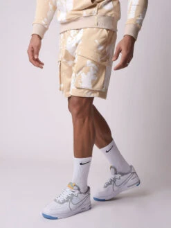 Short Molleton Delavé Et Tacheté