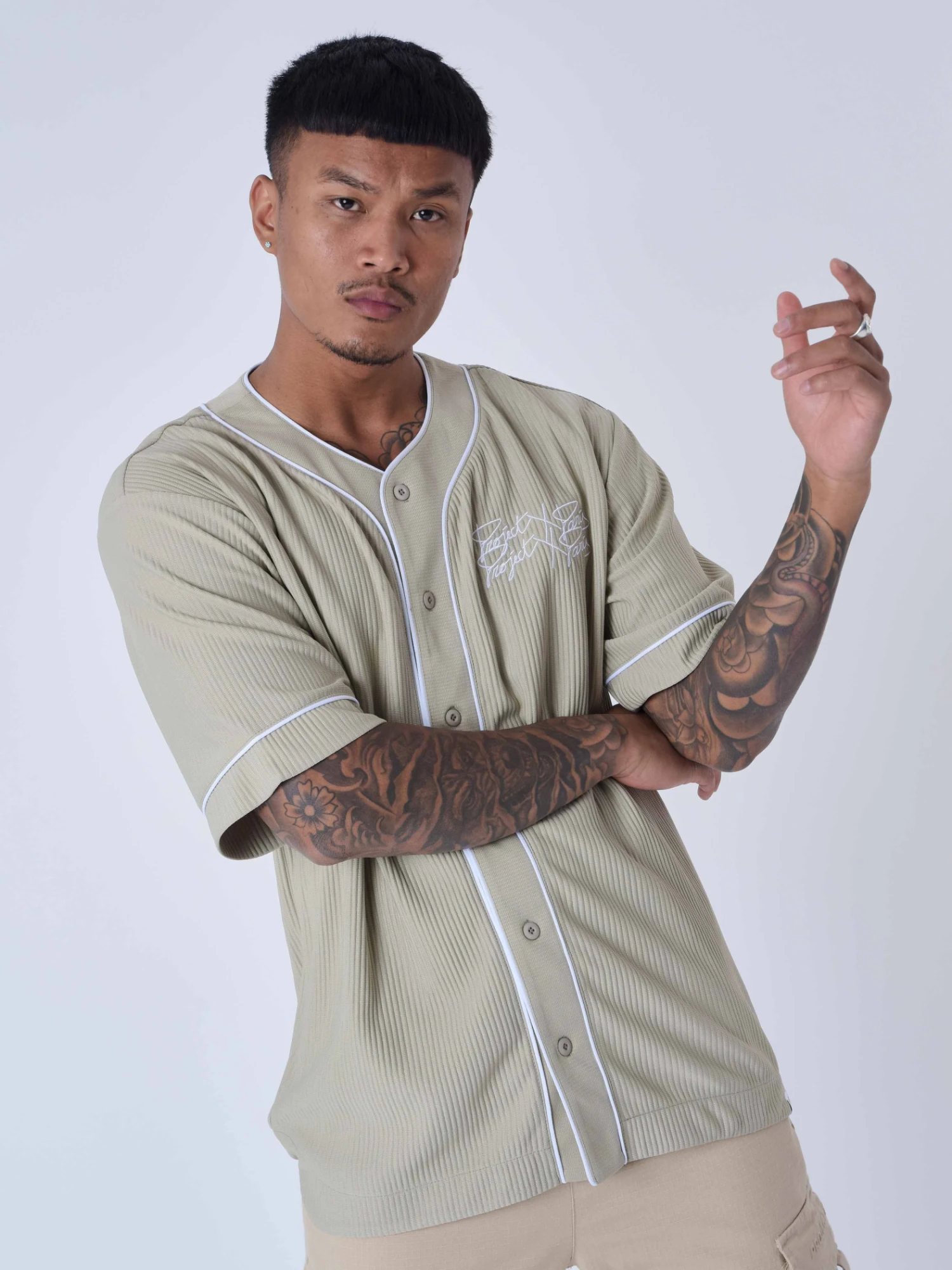 Chemise Style Maillot De Baseball En Matière Texturé – Image 3