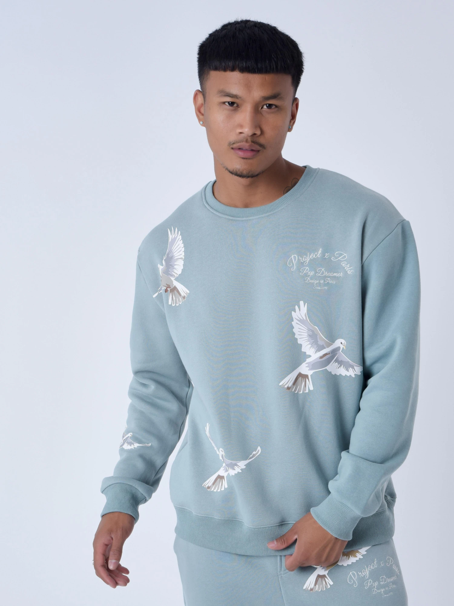 Sweatshirt Loose Ă Motif Colombes