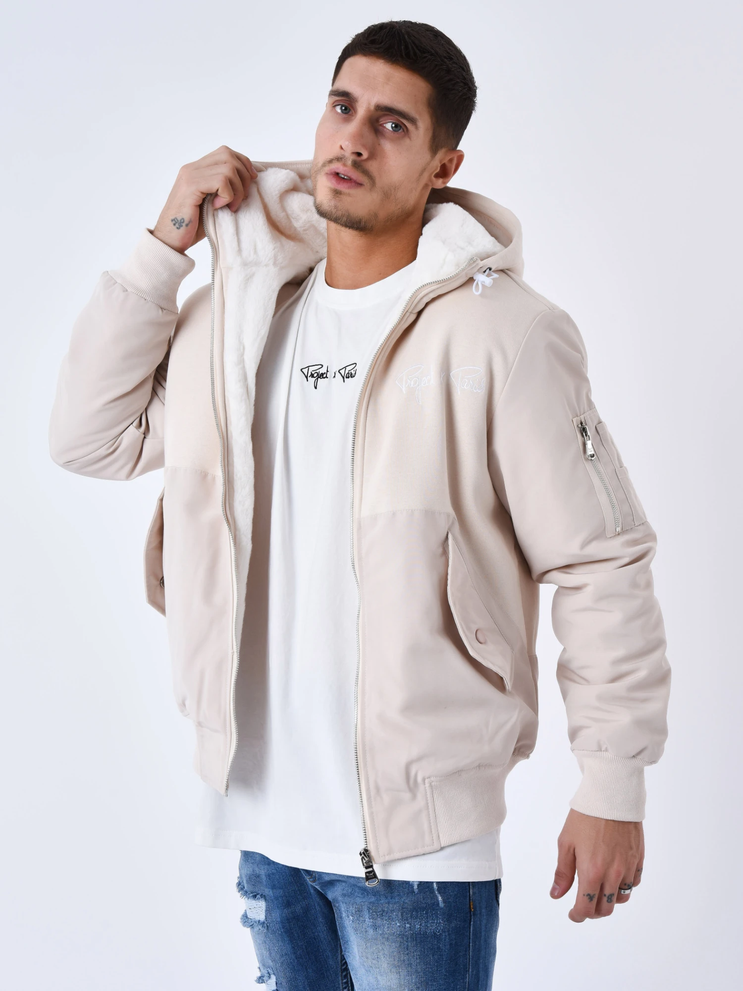 Veste à Capuche Bi-matière Doublure Moumoute – Image 2