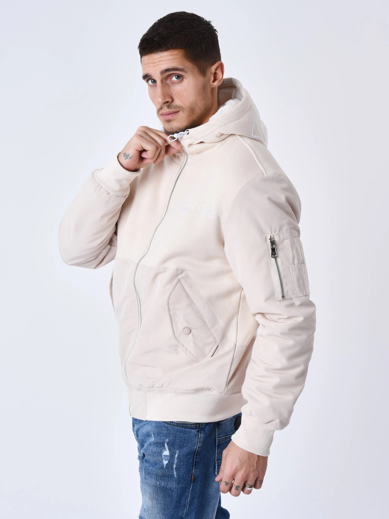 Veste à Capuche Bi-matière Doublure Moumoute