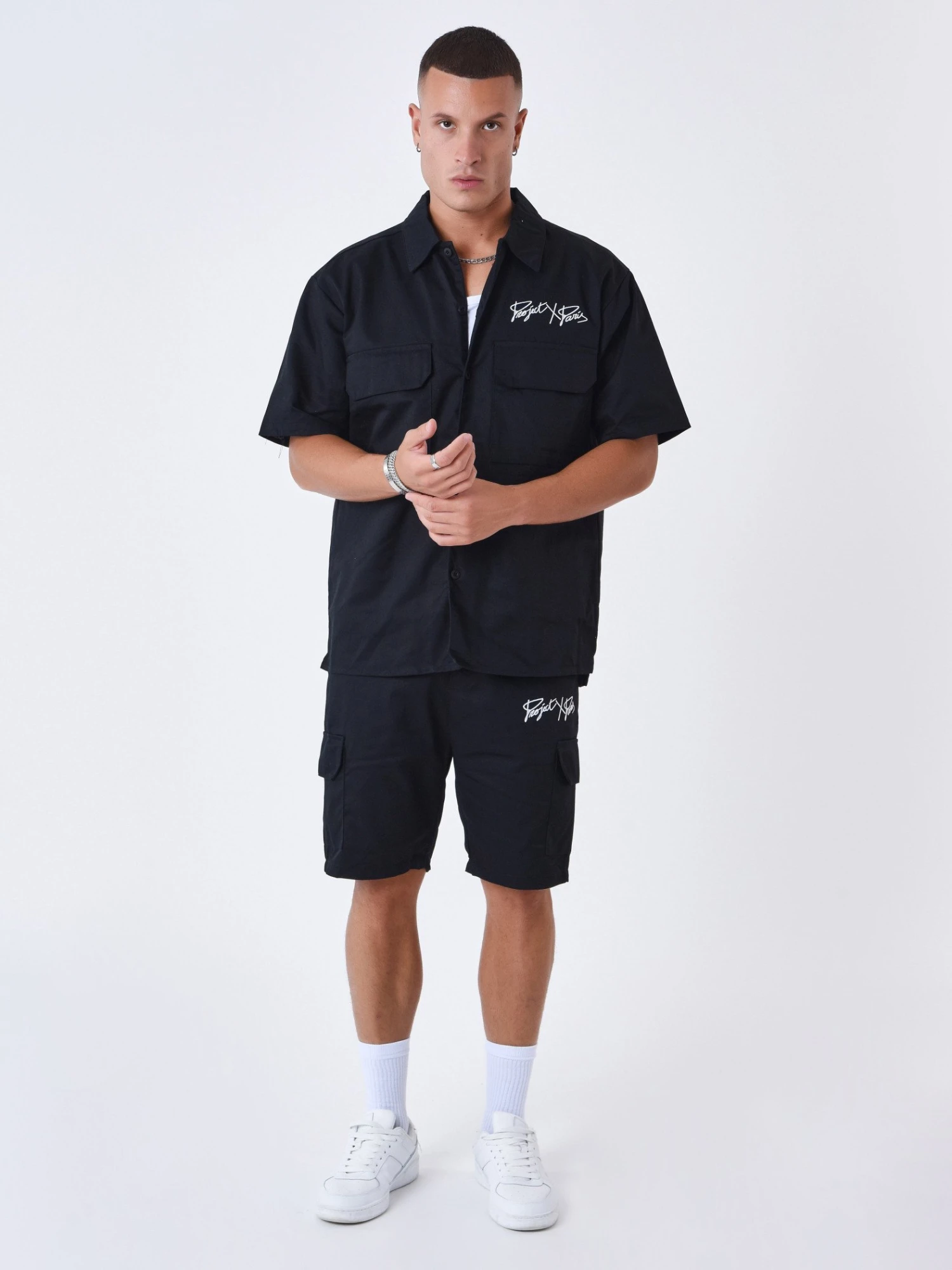 Chemise Manches Courtes Uni à Poches – Image 3