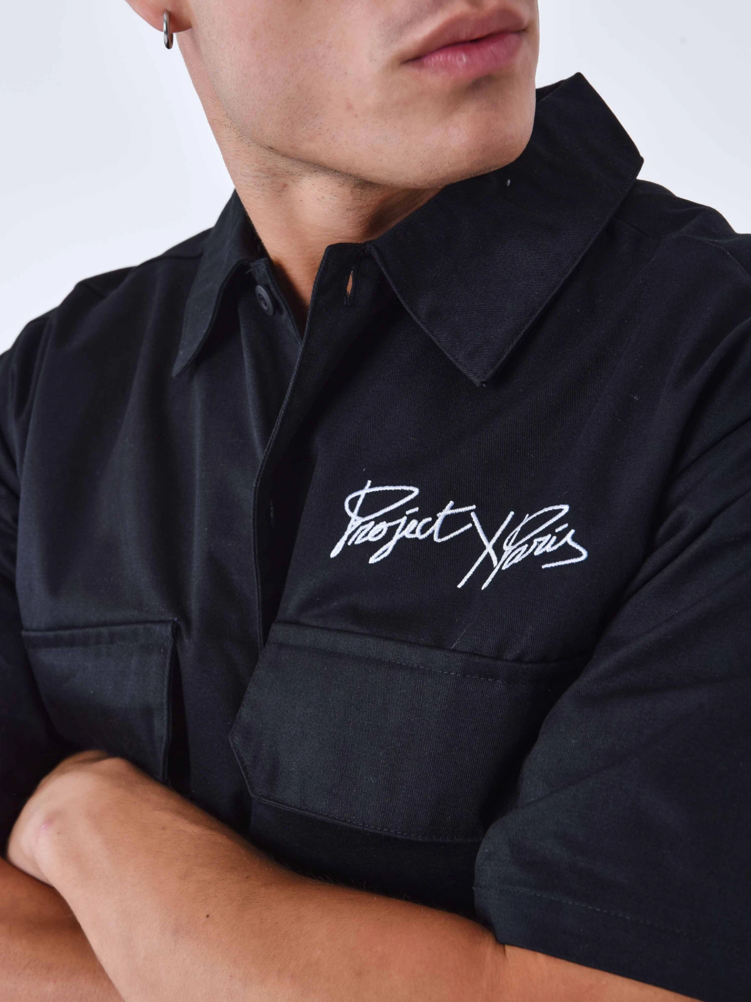 Chemise Manches Courtes Uni à Poches – Image 6