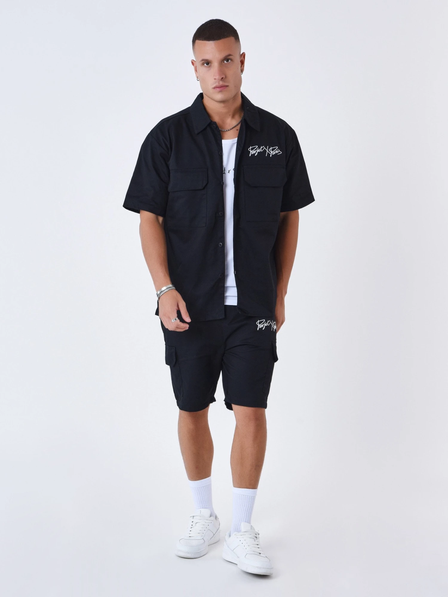 Chemise Manches Courtes Uni à Poches – Image 7