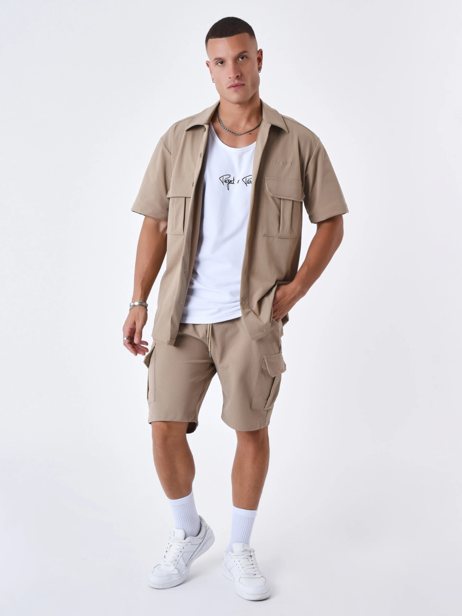 Chemise Manches Courtes Uni Texturé