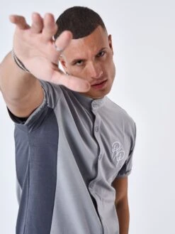 Chemise Col Mao Bicolore