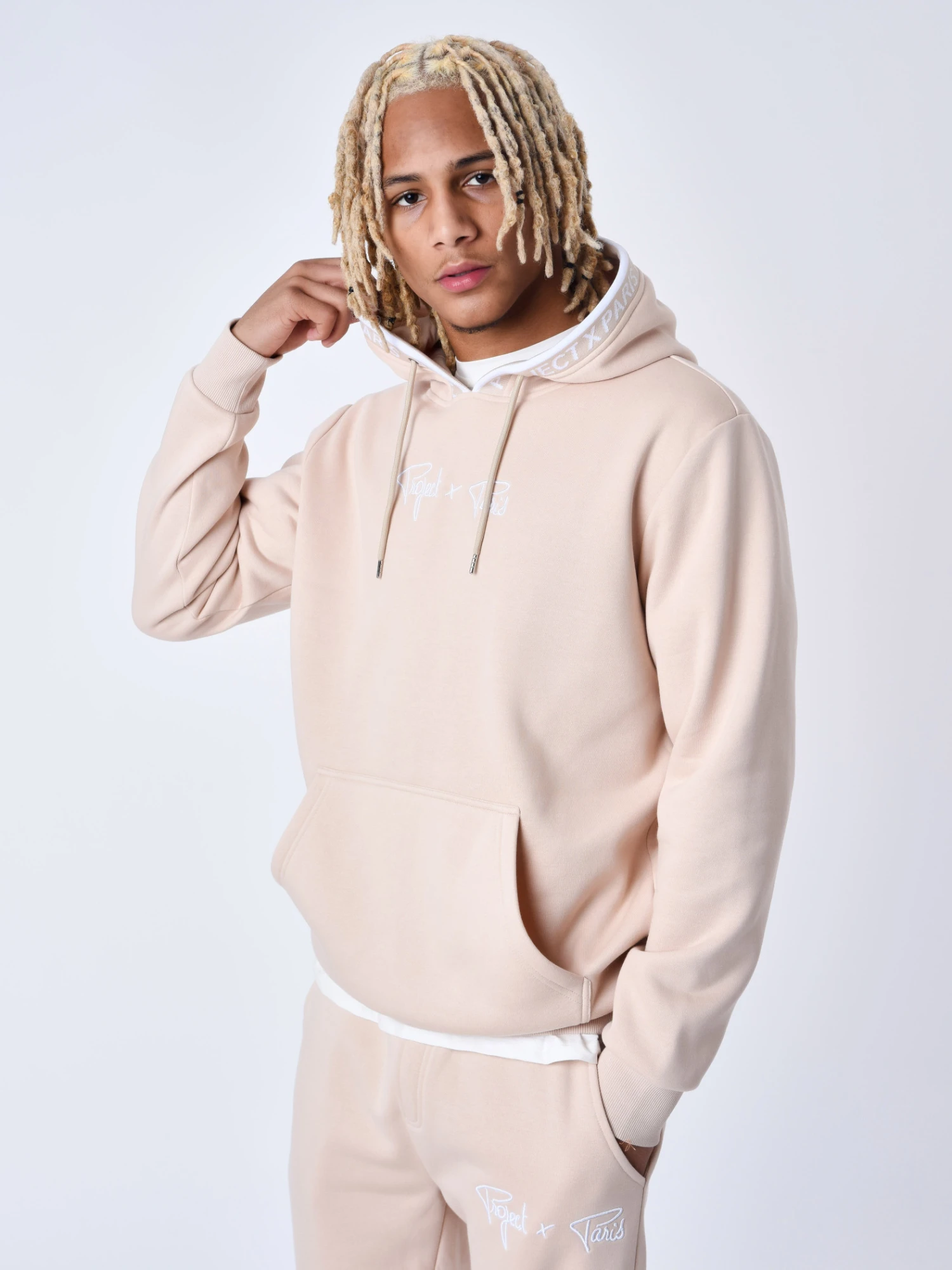 Sweat à Capuche Bord Tricoter Logoté