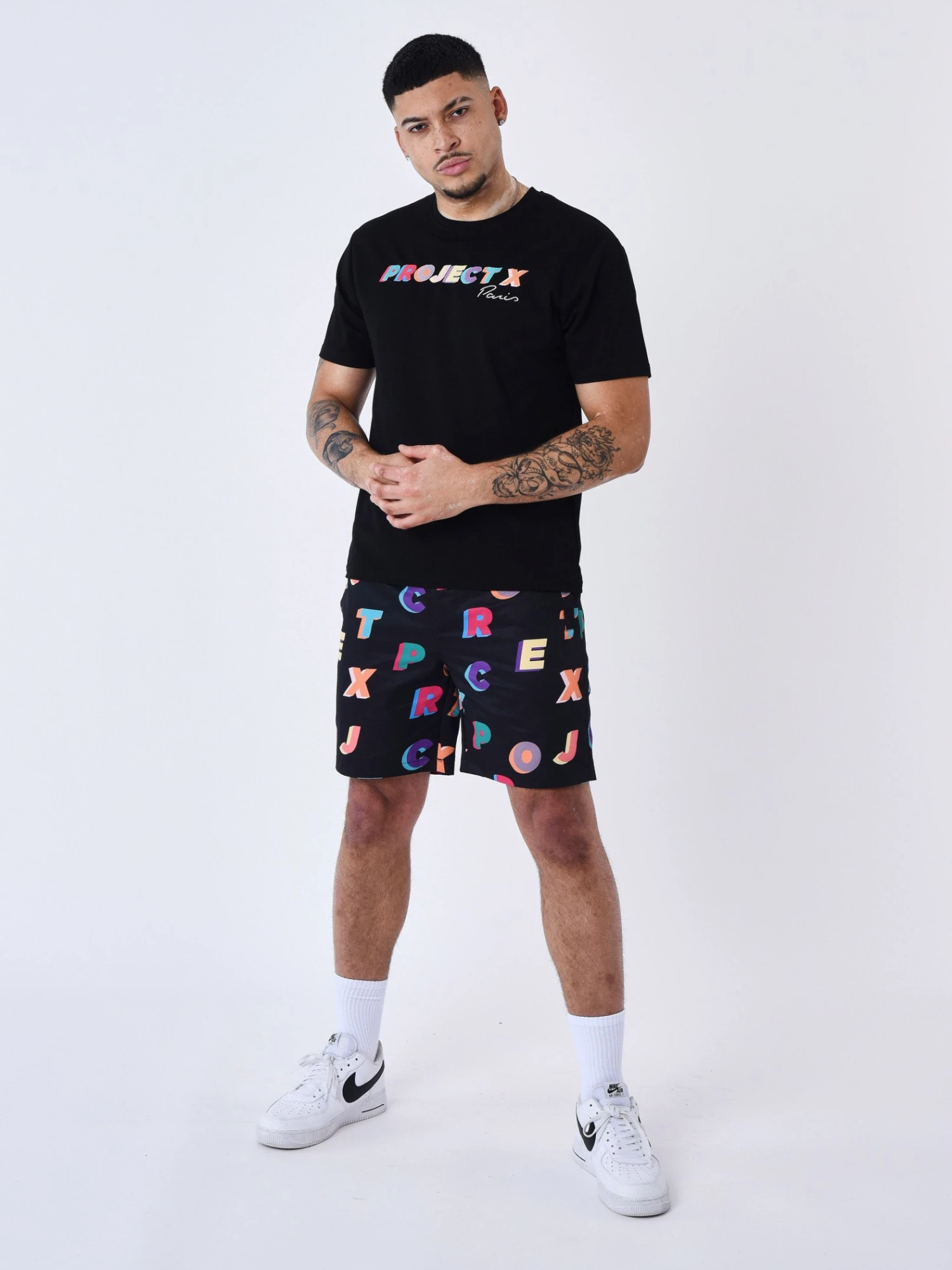 Short De Bain Imprimé Logo Multicolores