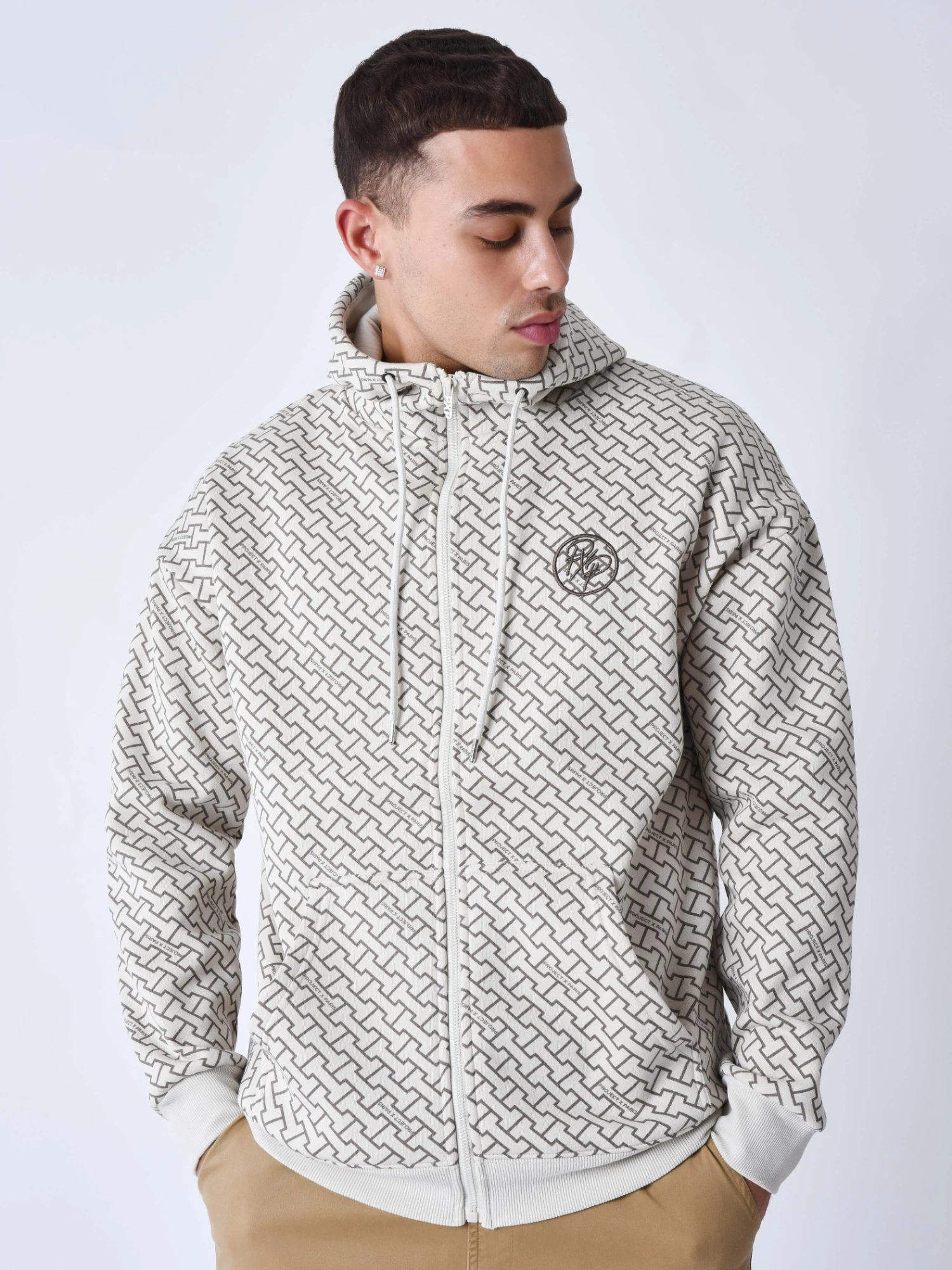 Sweat à Capuche Zippé Imprimé Monogramme – Image 3