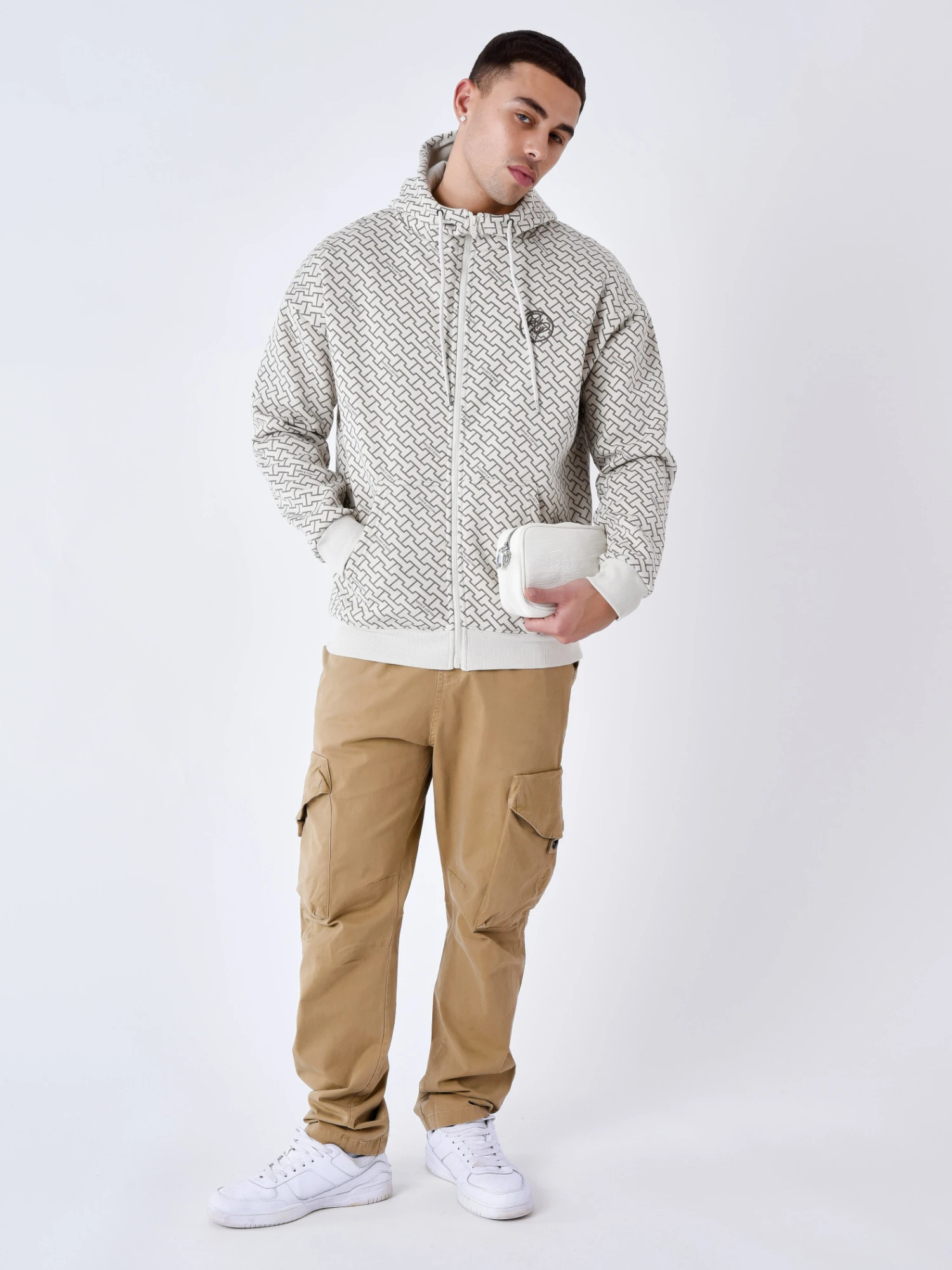 Sweat à Capuche Zippé Imprimé Monogramme – Image 4