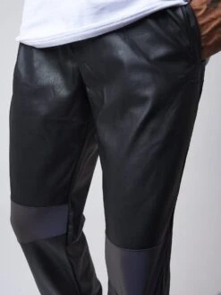 Bas De Jogging Simili Cuir Avec Empiècement Réfléchissant