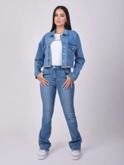 Veste Courte Basic Denim Bleu