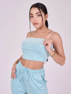 Top En Velours à Bretelles Fines