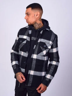 Surchemise Unisexe Ă Motif Maxi Carreaux Blanc Et Noir