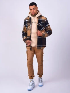 Surchemise Unisexe Ă Motif Carreaux Beige Et Noir