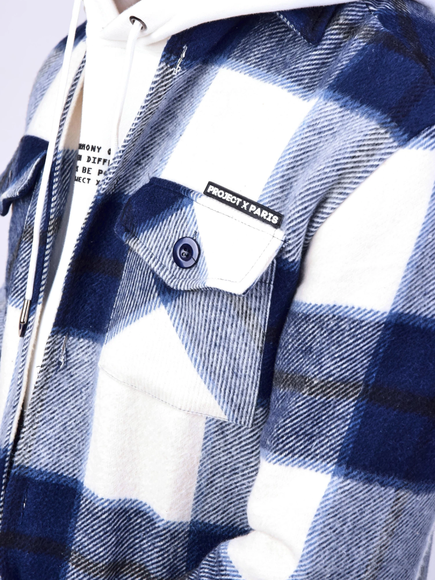 Surchemise Unisexe à Motif Maxi Carreaux Blanc Et Bleu – Image 3