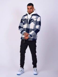 Surchemise Unisexe Ă Motif Maxi Carreaux Blanc Et Bleu