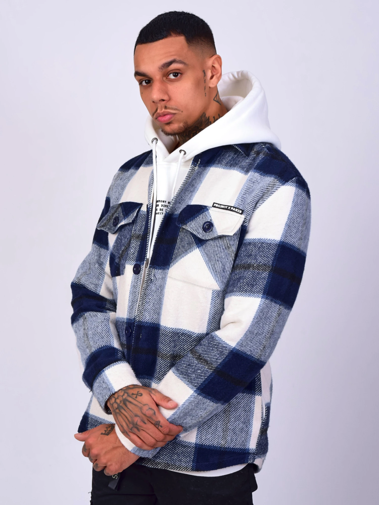 Surchemise Unisexe à Motif Maxi Carreaux Blanc Et Bleu – Image 5