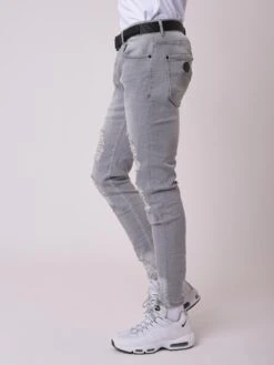 Jean Skinny Fit Basic Déchiré Gris