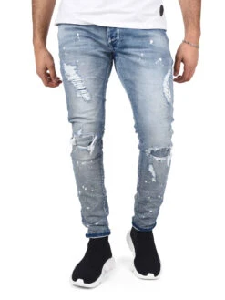 Jean Skinny Stretch Délavé Tacheté