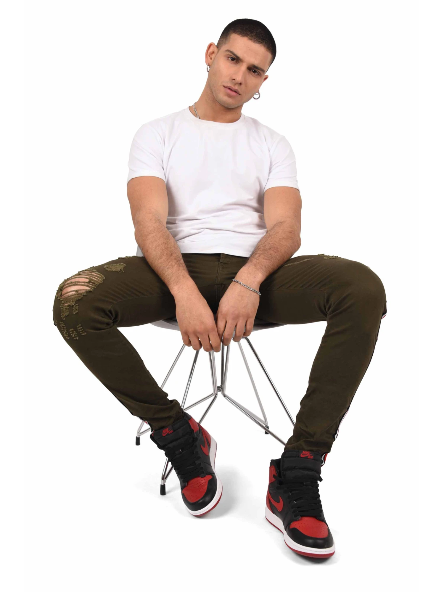 Jean Skinny Effet Destroy Bandes Sur Les Côtés – Image 3