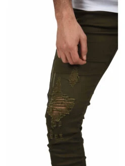 Jean Skinny Effet Destroy Bandes Sur Les Côtés