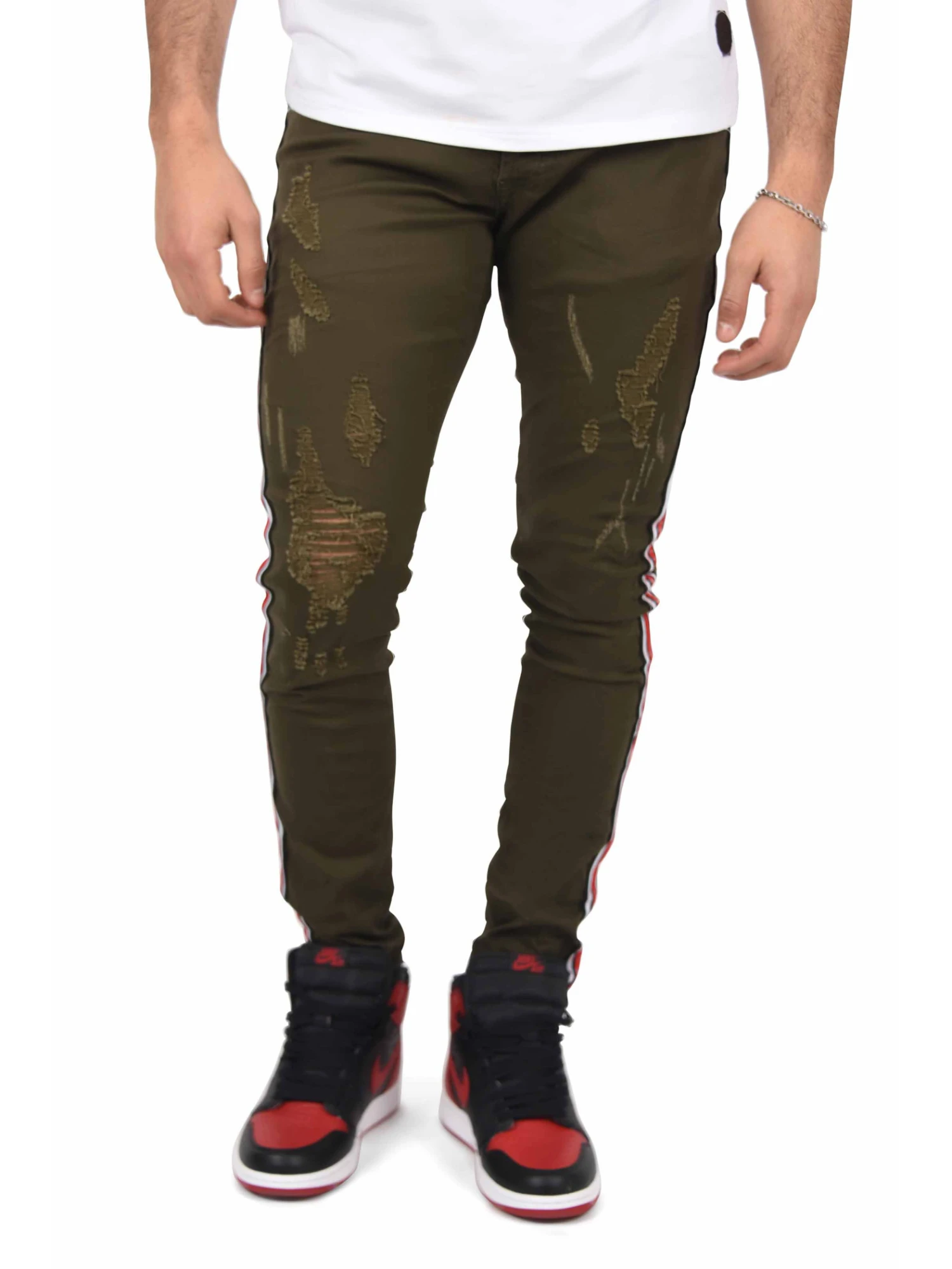 Jean Skinny Effet Destroy Bandes Sur Les Côtés – Image 4