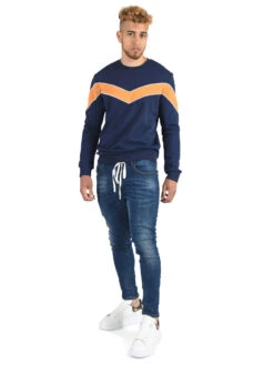 Jean Slim Délavé à Bandes Colorées