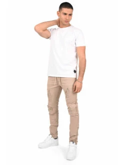 Jeans Slim Ceinture à Lacet Doublure Biker