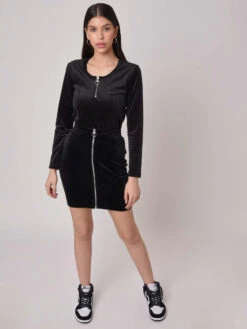 Jupe Ajustée Velvet Zip Rond