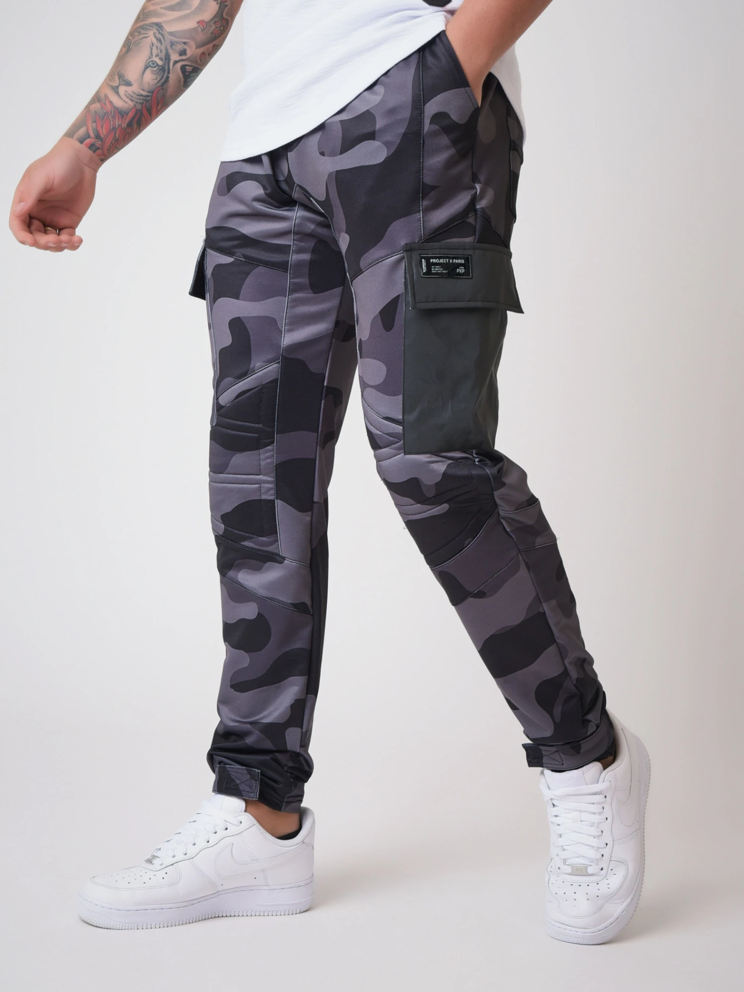 Pantalon De Jogging Motif Camouflage, Empiécement Biker – Image 6