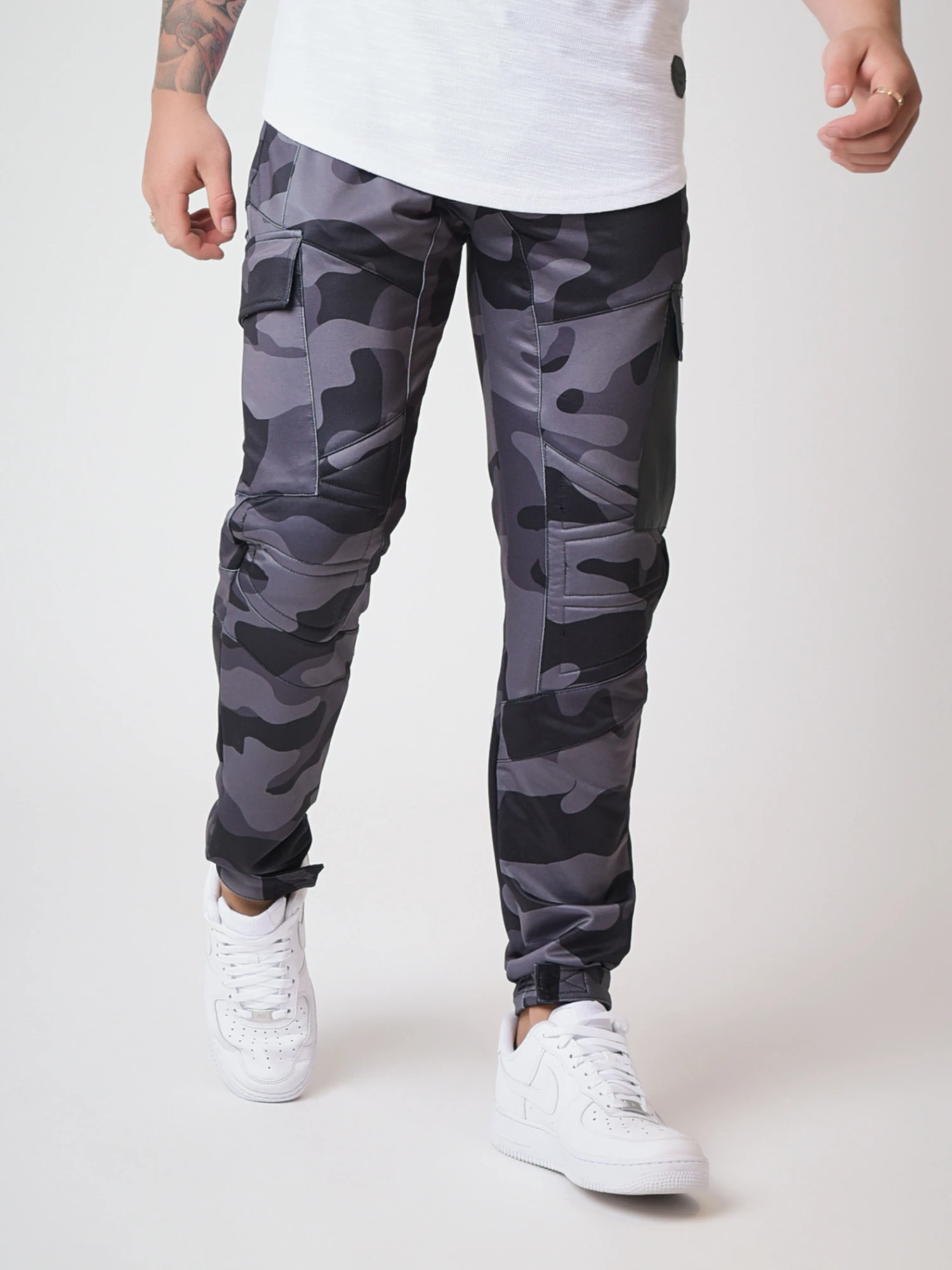 Pantalon De Jogging Motif Camouflage, Empiécement Biker