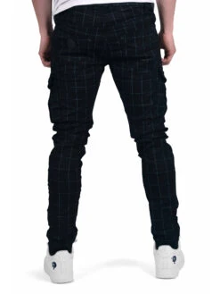 Pantalon Slim Cargo à Carreaux Et Fines Rayures