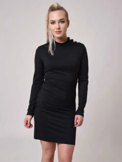 Robe Ajustée Boutons Argentés Style Officier