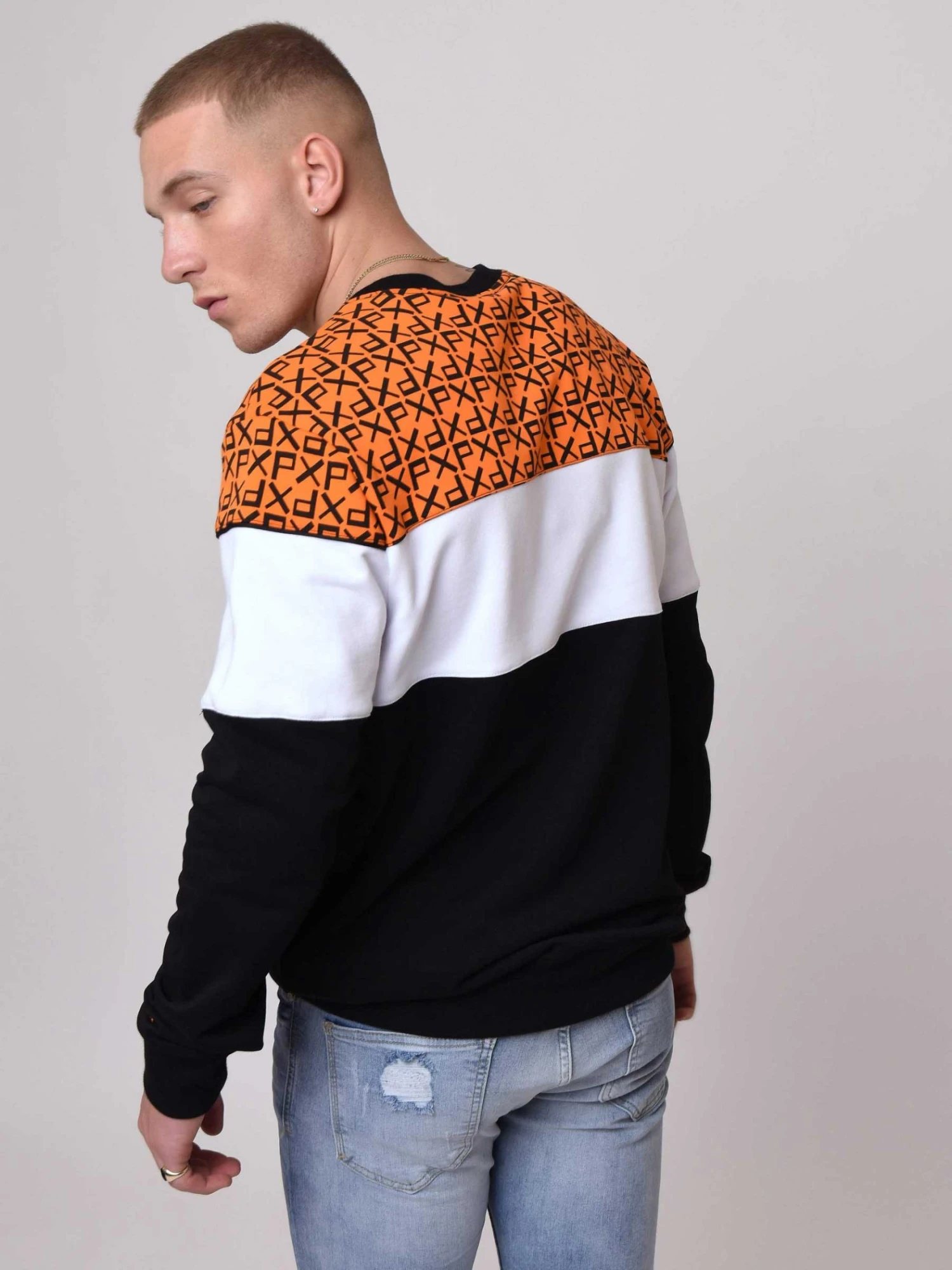 Sweat Col Rond Avec Empiècement PXP All Over Et Broderie Logo – Image 3