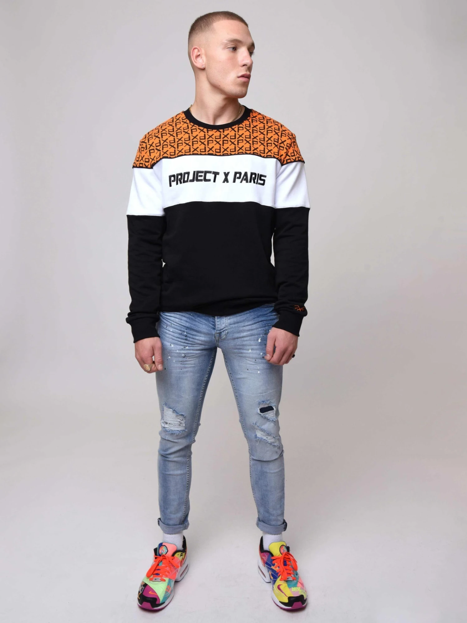 Sweat Col Rond Avec Empiècement PXP All Over Et Broderie Logo – Image 5