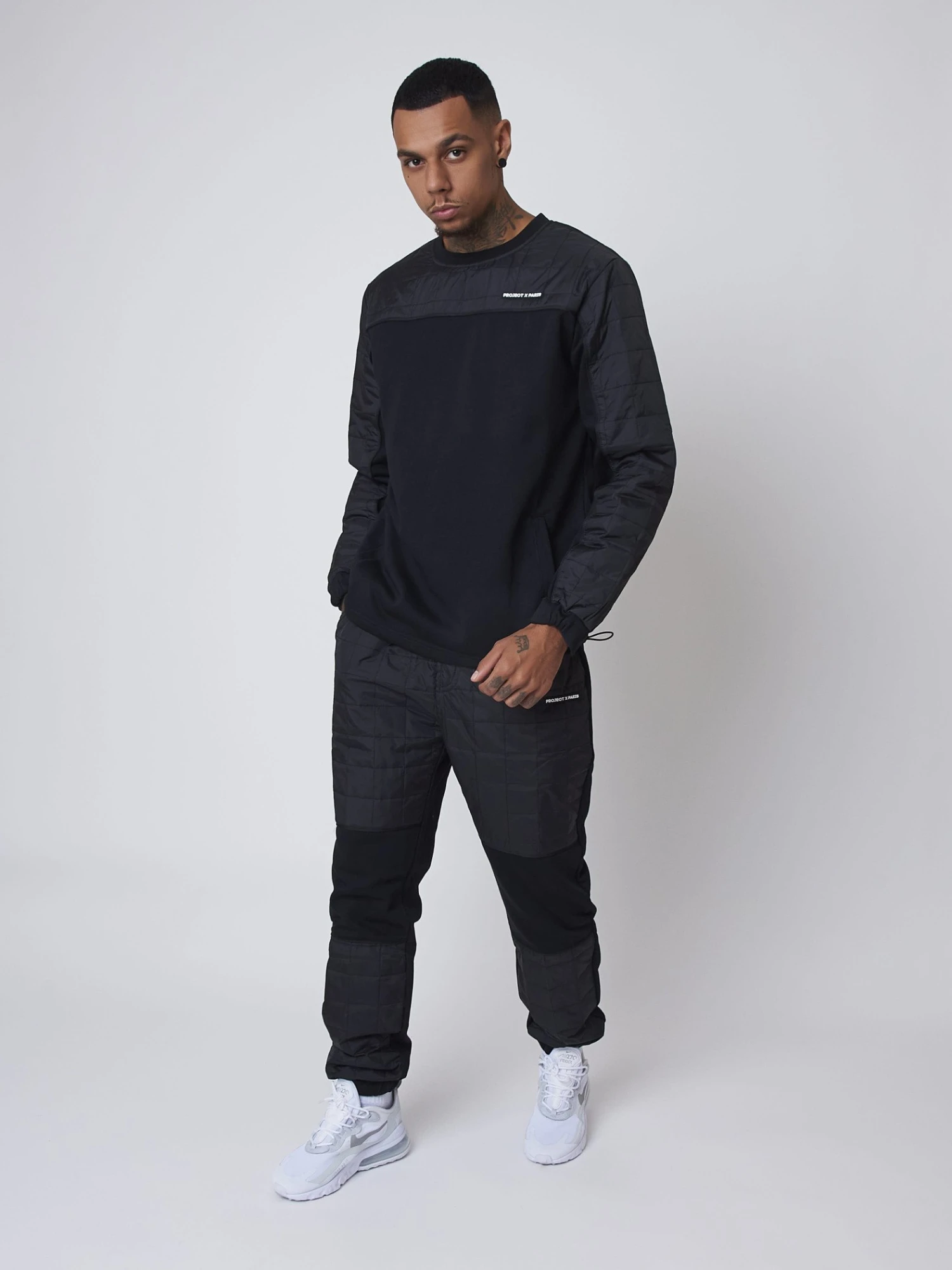 Sweat Col Rond Empiècement Nylon Matelassé Carré – Image 2